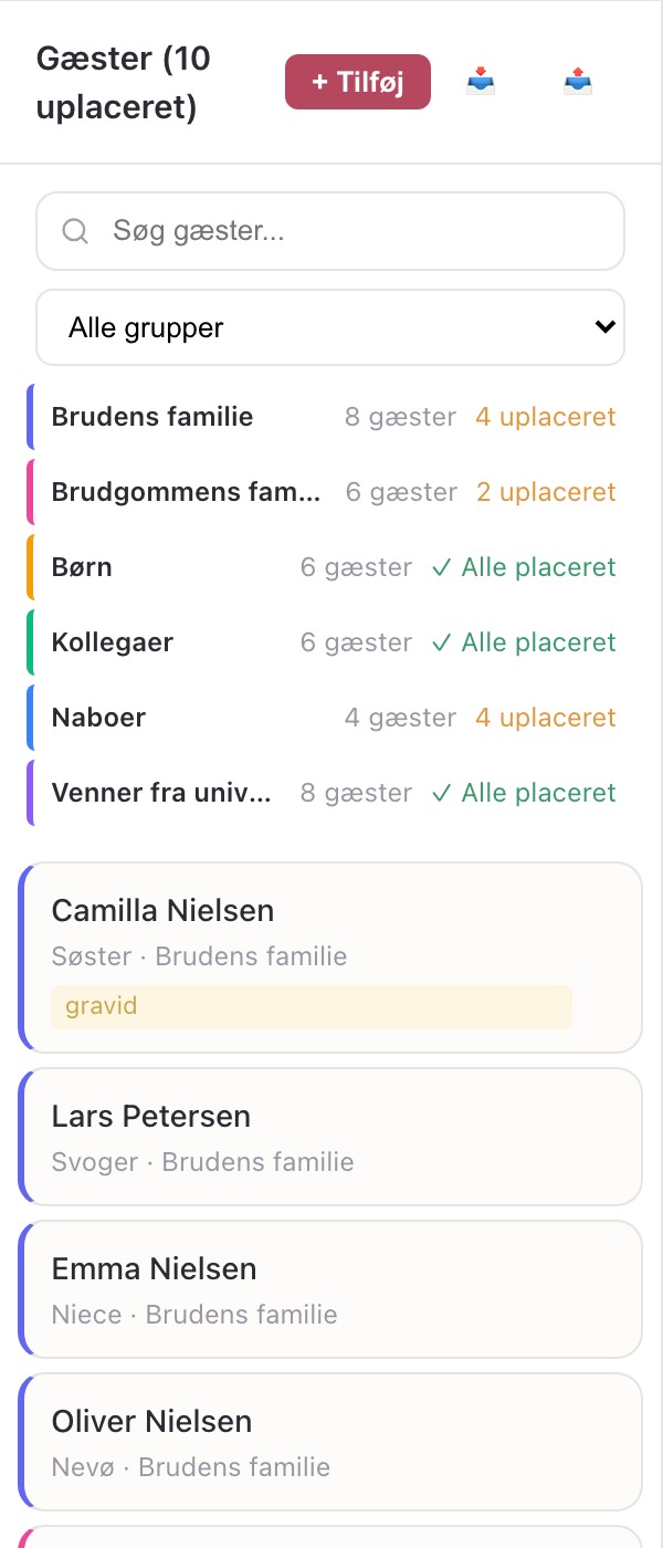 Gæsteliste & grupper